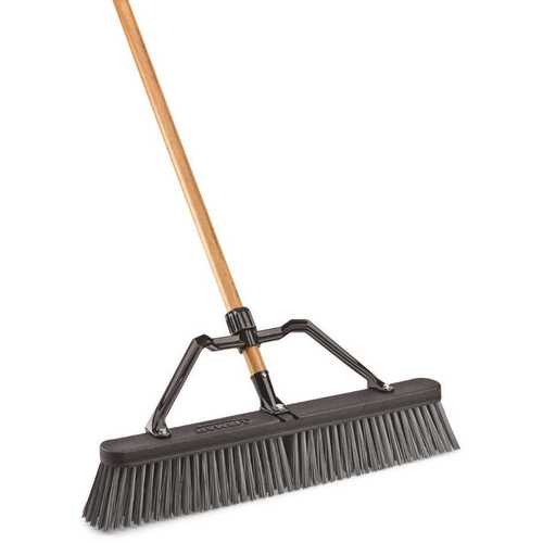 Libman 829 24 in. Rough Surface Industrial Push Broom with Brace and Handle