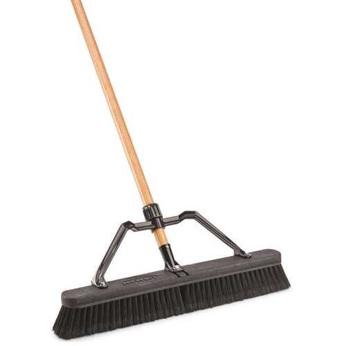 Libman 847-XCP4 24 in. Smooth Surface Industrial Push Broom with Brace and Handle - pack of 4