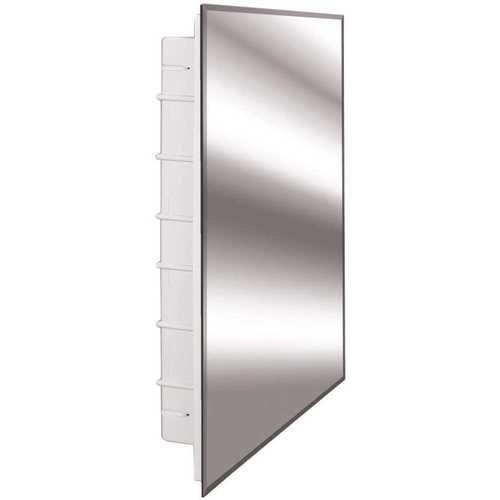 Nunki 16 in. x 36 in. x 3-1/2 in. Frameless Recessed 1-Door Medicine Cabinet with 12-Shelves and Beveled Edge Mirror