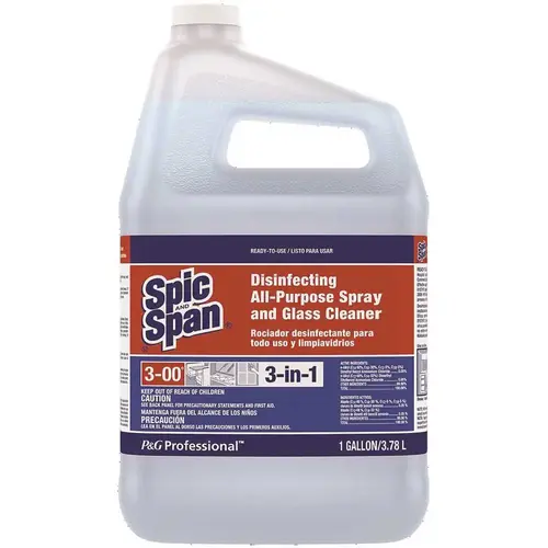 Spic and Span 003700058773 1 Gal. Open Loop Disinfecting All Purpose and Glass Cleaner with Spray Bottle Clear Green