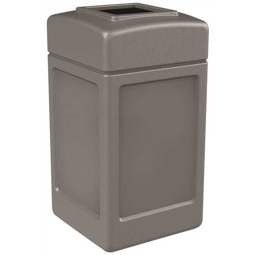 PolyTec 42 Gal. Gray Square Trash Can with Open Top Lid