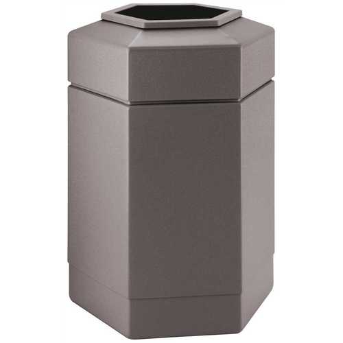 PolyTec 30 Gal. Gray Hex Trash Can with Open Top Lid