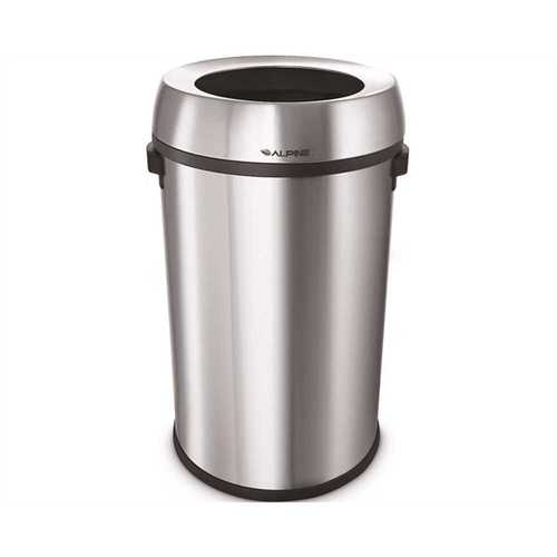 17 Gal. Stainless Steel Heavy-Gauge Brushed Open Top Commercial Trash Can