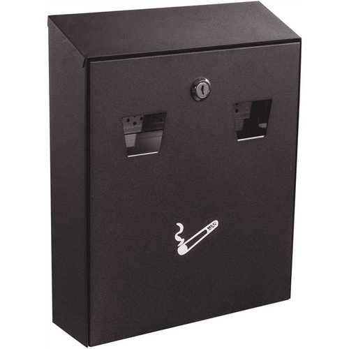 ALPINE 490-01-BLK Black Wall-Mounted Cigarette Disposal Station Outdoor Ashtray