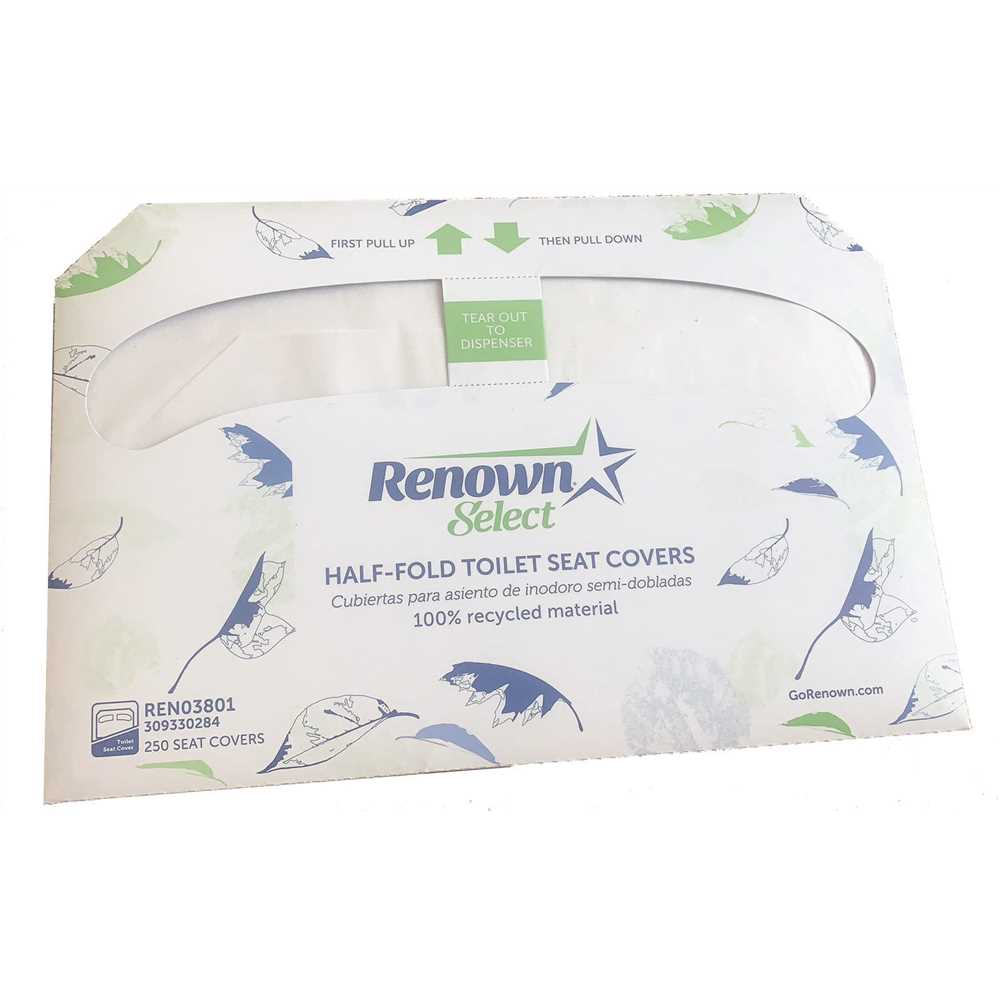 Renown HFTSC-R Half-Fold Toilet Seat Paper Cover-Recycled White - pack of 20