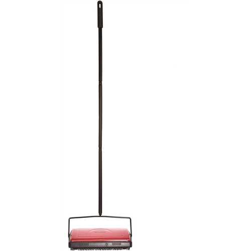 11 in. Manual Triple Brush Floor and Carpet Sweeper in Red