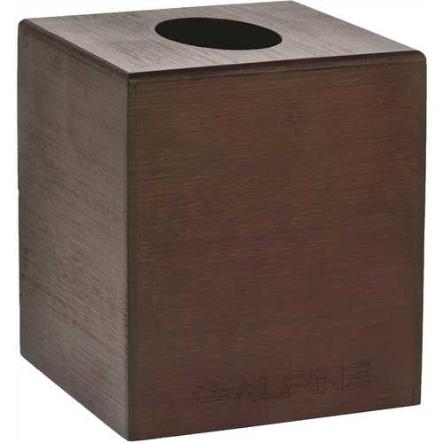 ALPINE 405-ESP Square Cube Wood Tissue Box Cover Holder in Espresso