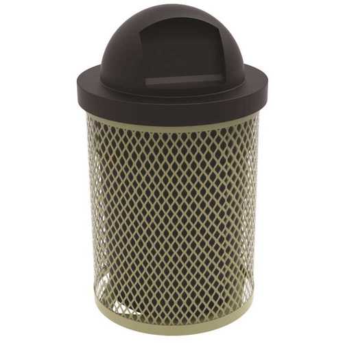 The Park Catalog 398-5000-1 Everest 32 Gal. Beige Trash Receptacle with Plastic Dome Top