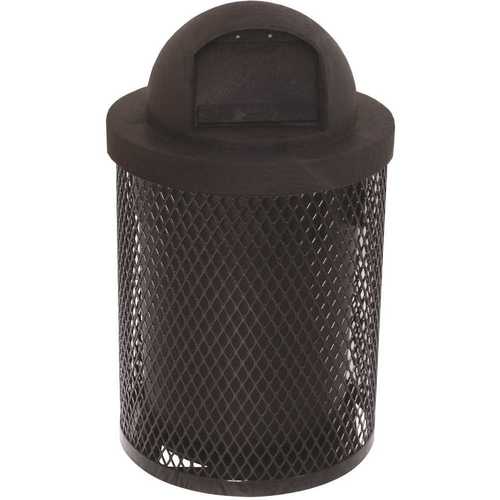 The Park Catalog 398-5000-2 Everest 32 Gal. Black Trash Receptacle with Plastic Dome Top