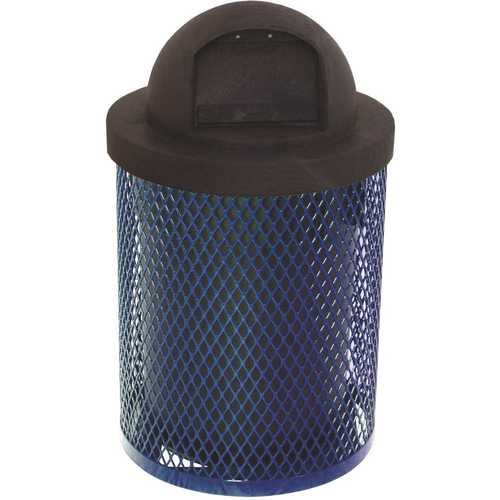 The Park Catalog 398-5000-3 Everest 32 Gal. Blue Trash Receptacle with Plastic Dome Top