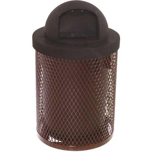 The Park Catalog 398-5000-4 Everest 32 Gal. Brown Trash Receptacle with Plastic Dome Top