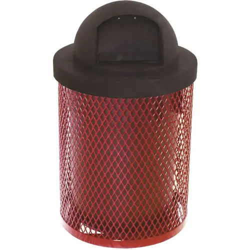 Everest 32 Gal. Red Trash Receptacle with Plastic Dome Top Color/Finish Family