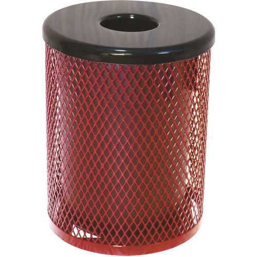 Everest 32 Gal. Red Trash Receptacle with Flat Top Color/Finish Family