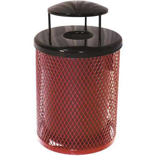 Everest 32 Gal. Red Trash Receptacle with Rain Bonnet Color/Finish Family