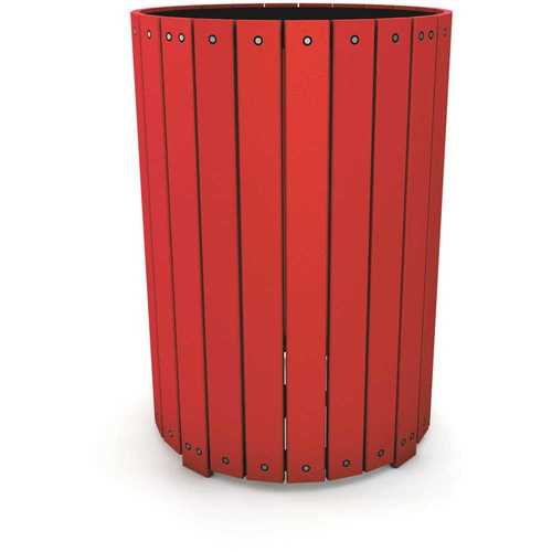 55 Gal. Round Red Recycled Plastic Trash Receptacle Color/Finish Family