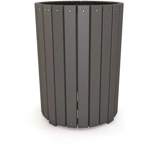 32 Gal. Round Gray Recycled Plastic Heavy-Duty Trash Receptacle Color/Finish Family