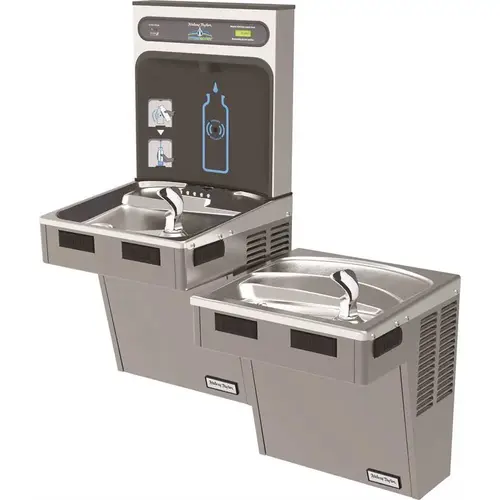 HydroBoost Bottle Filling Station and Bi-Level ADA Cooler, Filtered 8 GPH Platinum Vinyl