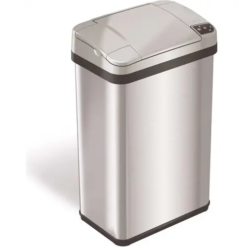 4 Gal. Rectangular Sensor Stainless Steel Trash Can Silver