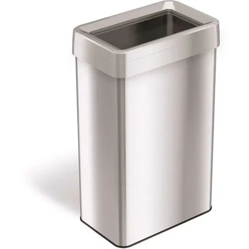 21 Gal. Rectangular Open Top Stainless Steel Trash Can Silver