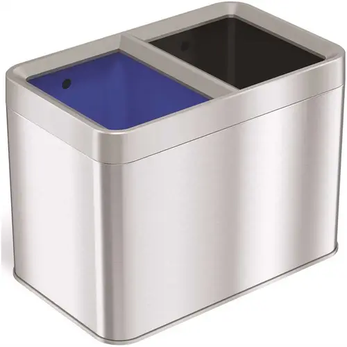 5 Gal./20 l Combo Recycle and Stainless Steel Trash Can Silver