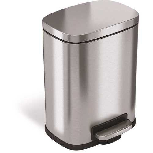 HLS COMMERCIAL HLSS01R 1.5 Gal. Soft Step Stainless Steel Trash Can with Plastic Liner