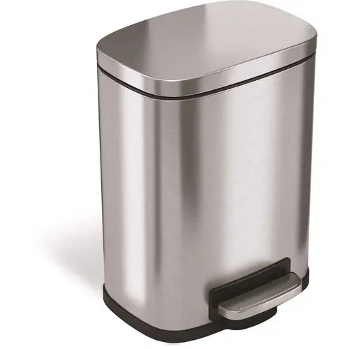 1.5 Gal. Soft Step Stainless Steel Trash Can with Plastic Liner Silver