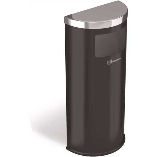 HLS COMMERCIAL HLSC01G09B 9 Gal. Half-Round Side-Entry Stainless Steel Trash Can in Black Powder-Coated