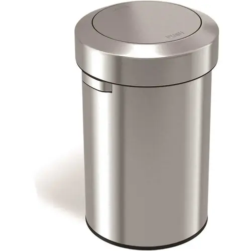 17 Gal. Stainless Steel Round Swing Top Trash Can Silver