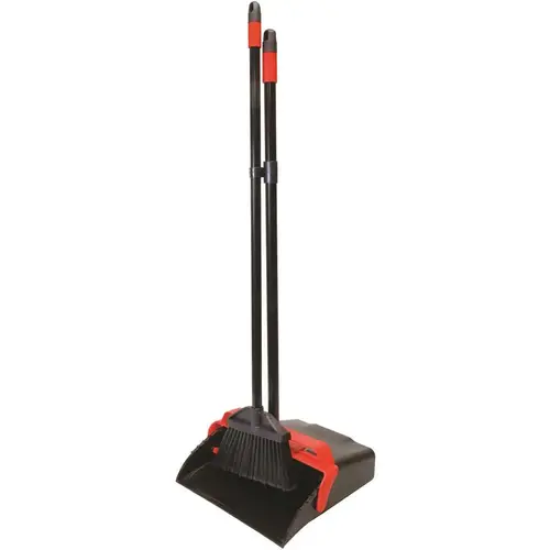 MAXIPLUS 96200 13 in. Assembled Lobby Dust Pan with Lobby Broom Black and Red