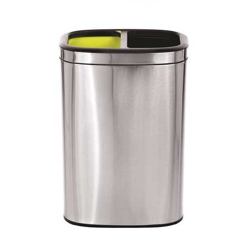 ALPINE 470-R-40L 10.5 Gal. Stainless Steel Open Top Dual Compartment Trash Can