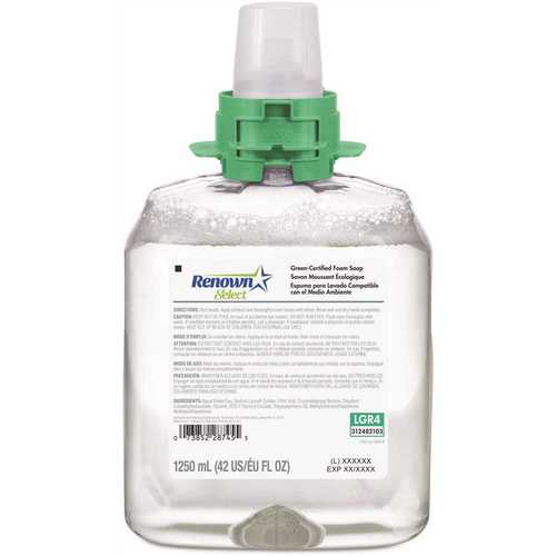 Renown 5165-04-B4W00LG Fmx-12 Dispenser Refill 1250 mL Unscented Green Sealed Foam Handwash Soap - pack of 4