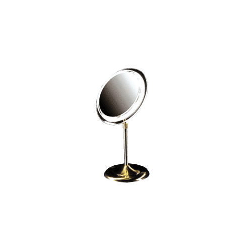 9" Brass Surround Light Adjustable Pedestal Vanity Mirror with 7X Magnification