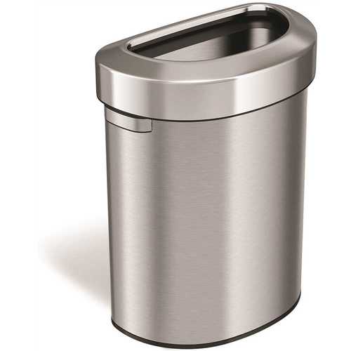 HLS COMMERCIAL HLS18DOT 18 Gal. Stainless Steel Semi-Round Open Top Trash Can