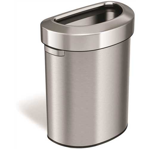 18 Gal. Stainless Steel Semi-Round Open Top Trash Can