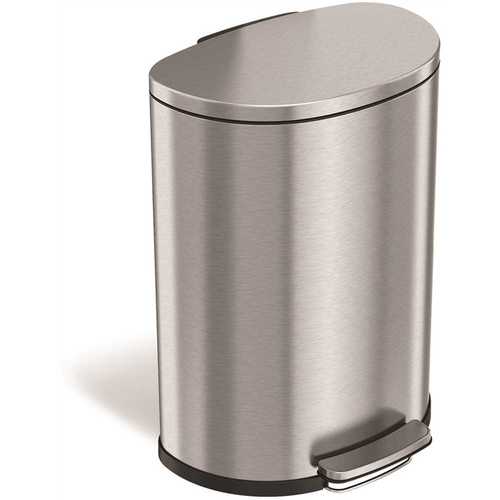 13 Gal. Stainless Steel Semi-Round Step Trash Can