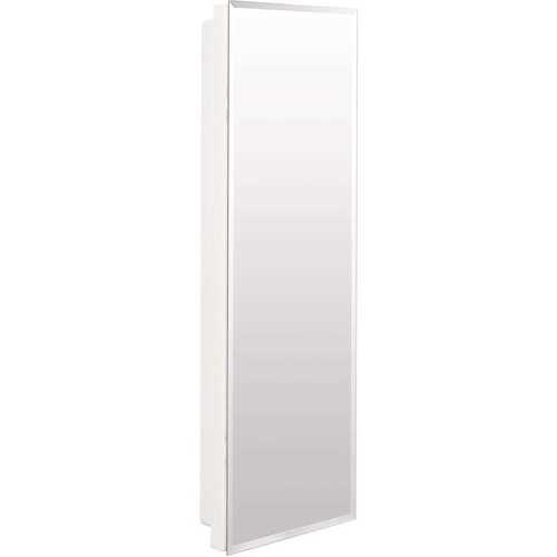 American Pride E9836WB1AR 12 in. W x 36 in. H Recessed Frameless Beveled Medicine Cabinet White