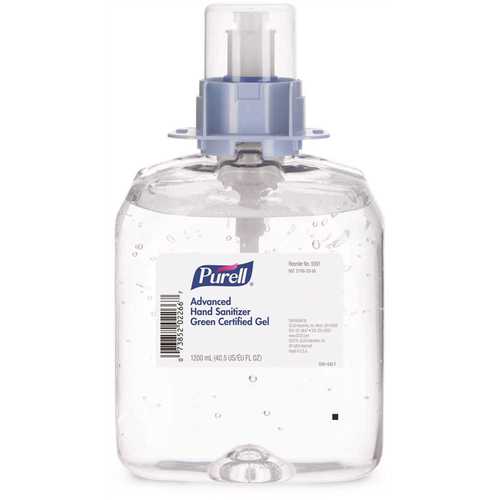 PURELL 5091-04 Green Certified 1200 mL Fragrance Free Advanced Hand Sanitizer Gel Refill - pack of 4