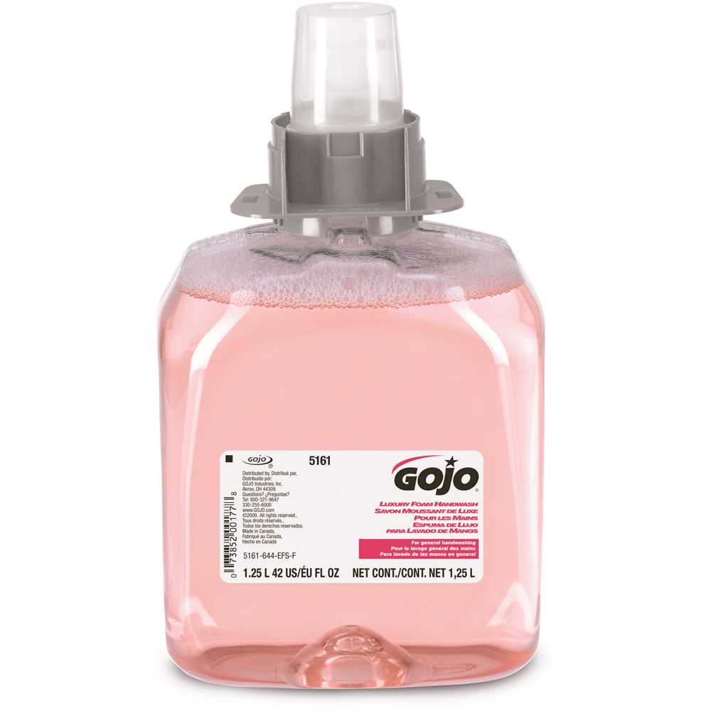 GOJO 5161-04 Luxury 1250 mL Cranberry Fragrance Foam Handwash Soap Dispenser Refill Pink - pack of 4