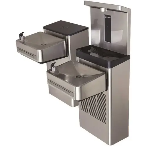 HAWS 1212S Wall Mount Hi-Lo ADA Water Cooler Drinking Fountain with Bottle Filler Stainless Steel