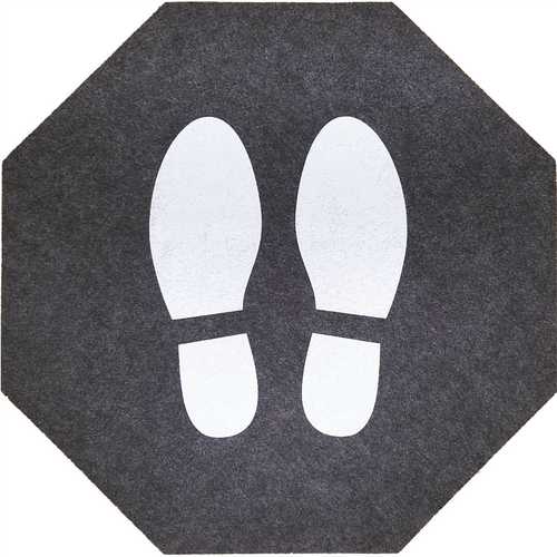17 in. x 17 in. Stick-and-Stand Social Distancing Floor Mat Decals Stop-Sign Shape Mat, Adhesive Backing - pack of 6