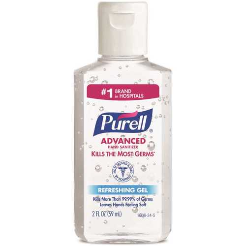 PURELL 9606-24-S Advanced 2 oz. Flip Cap Bottle Unscented Hand Sanitizer Refreshing Gel - pack of 24