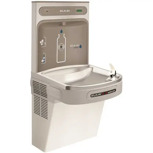 EZH2O Filtered Bottle Filling Station with Single ADA Cooler Hands Free Activation 8 GPH Light Gray Granite