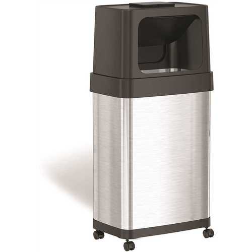 18 Gal. Rectangular Dual Push Door Stainless Steel Trash Can W/Wheels & AbsorbX Odor Control System Slim & Space-Saving