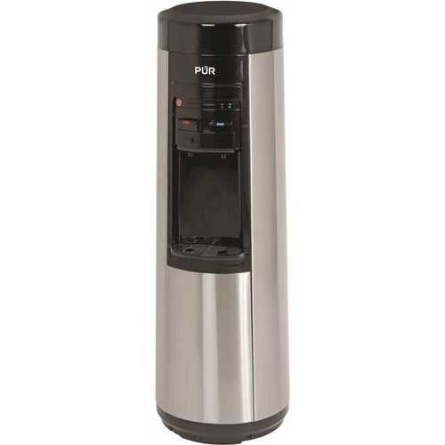 Bottleless Point-of-Use Hot/Room/Cold Water Dispenser in Black and Stainless with Single-Stage Water Filtration System