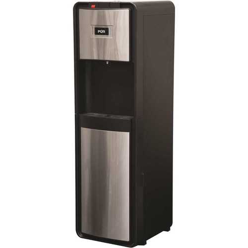 Bottleless Point-of-Use Hot/Room/Cold Water Dispenser in Black and Stainless with Dual-Stage Water Filtration System