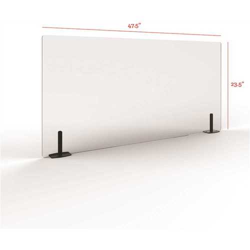 47.5 in. x 23.5 in. x 0.187 in. Acrylic Sheet Partition Divider Tape Mounted, Metal Base 2.937 in. Wide