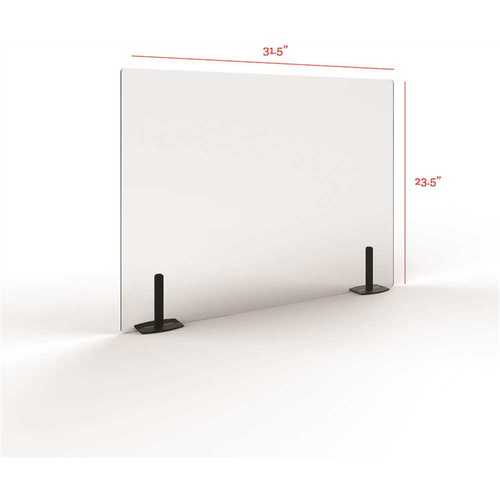 31.5 in. x 23.5 in. x 0.187 in. Acrylic Sheet Partition Divider Tape Mounted Metal base 2.937 in. wide