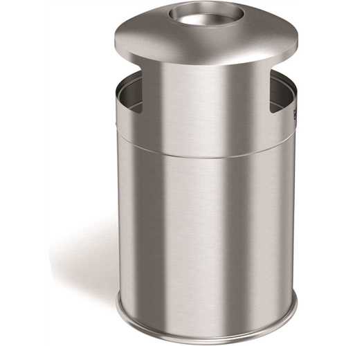 HLS COMMERCIAL HLS50DSI 50 Gal. Indoor Dual Side-Entry Stainless Steel Round Trash Can with Removable Ashtray