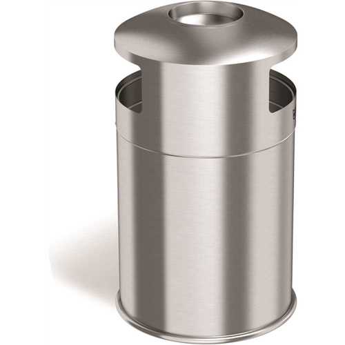 50 Gal. Indoor Dual Side-Entry Stainless Steel Round Trash Can with Removable Ashtray