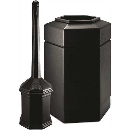 Smoker's Outpost Black Site Saver Combo Outdoor Ashtray and Waste Receptacle